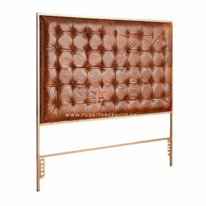 FR Headboard Series Vinyl Upholstered Metal Headboard in Gold Finish In Mid Century Design