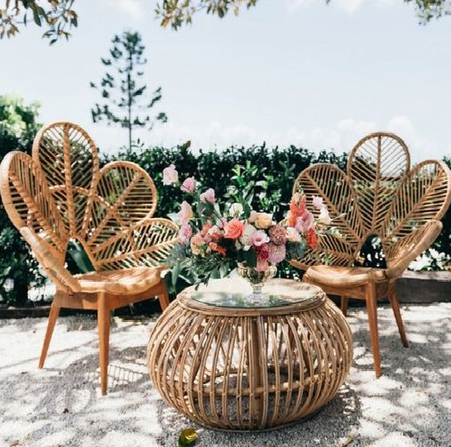 cane weave seating & coffee table