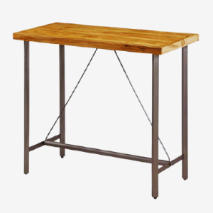 simple pub table with metal base and solid wood countertop