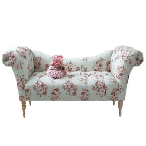 painted floral fabric 2 seater distressed loveseat