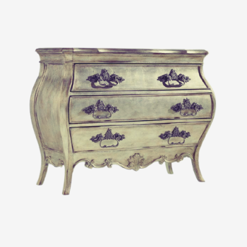 distress wood curved dresser in victorian style